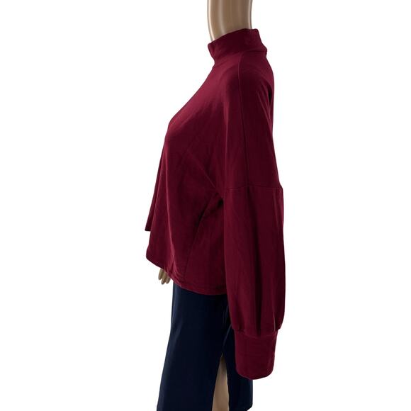 Amour Vert Mulberry Red Aubin Fleece Mock Neck Sweater - Picture 8 of 12